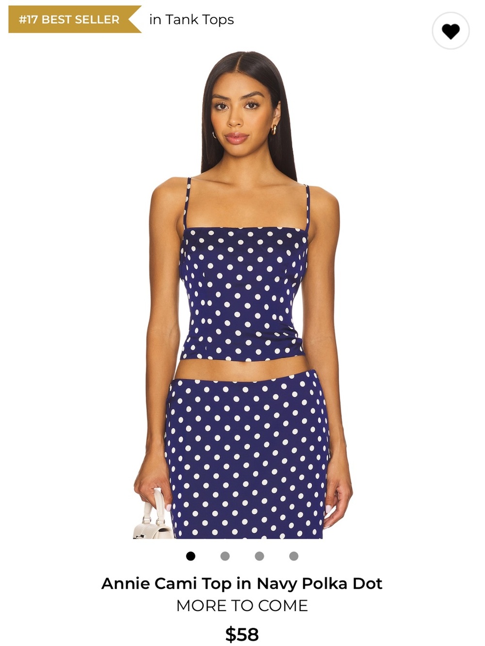 Matching set Navy and White Polka Dot Midi Skirt